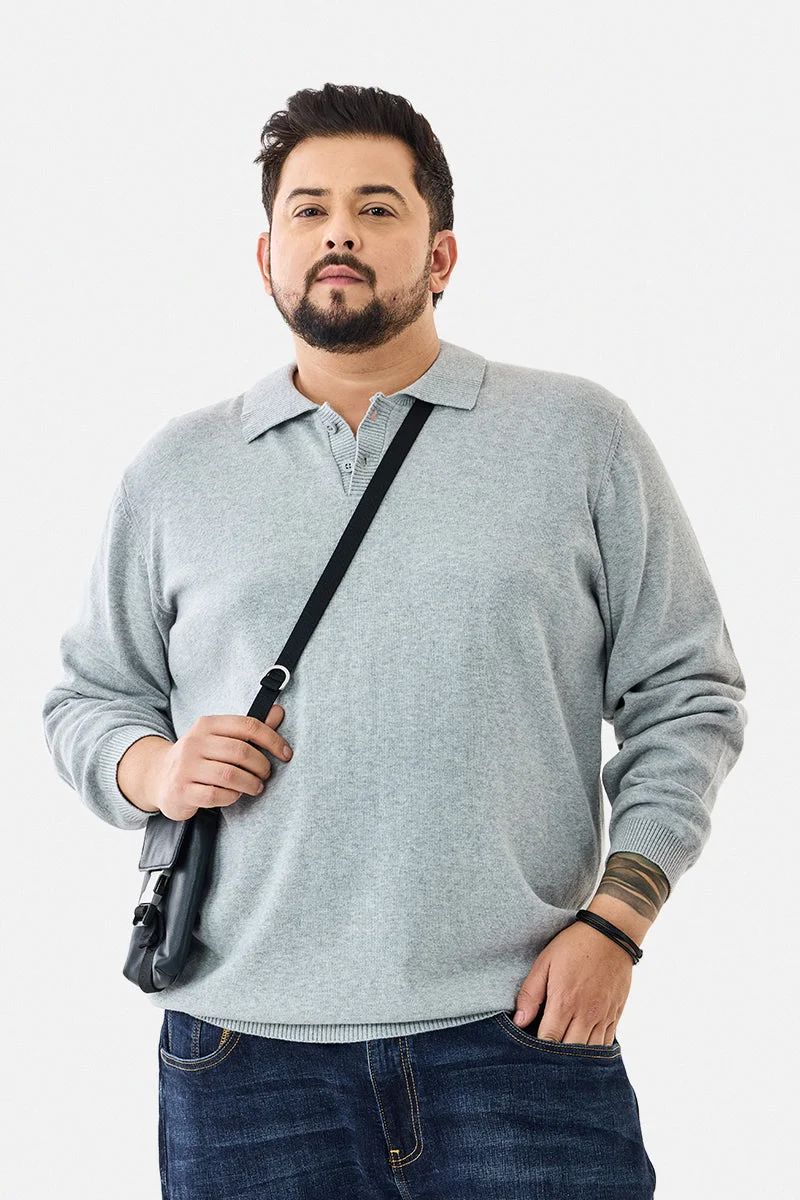 سنيتش Melange Flat Knit Core Lab Plus Size Polo T-Shirt